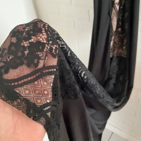 Mystic L.A. Sexy Gown One shoulder Lace Maxi Black dress Size L - Picture 10 of 16